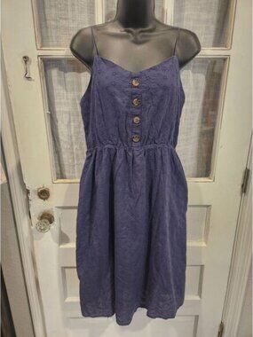205 Collins‎ Navy Blue Button Front Tank Top Dress with Pockets